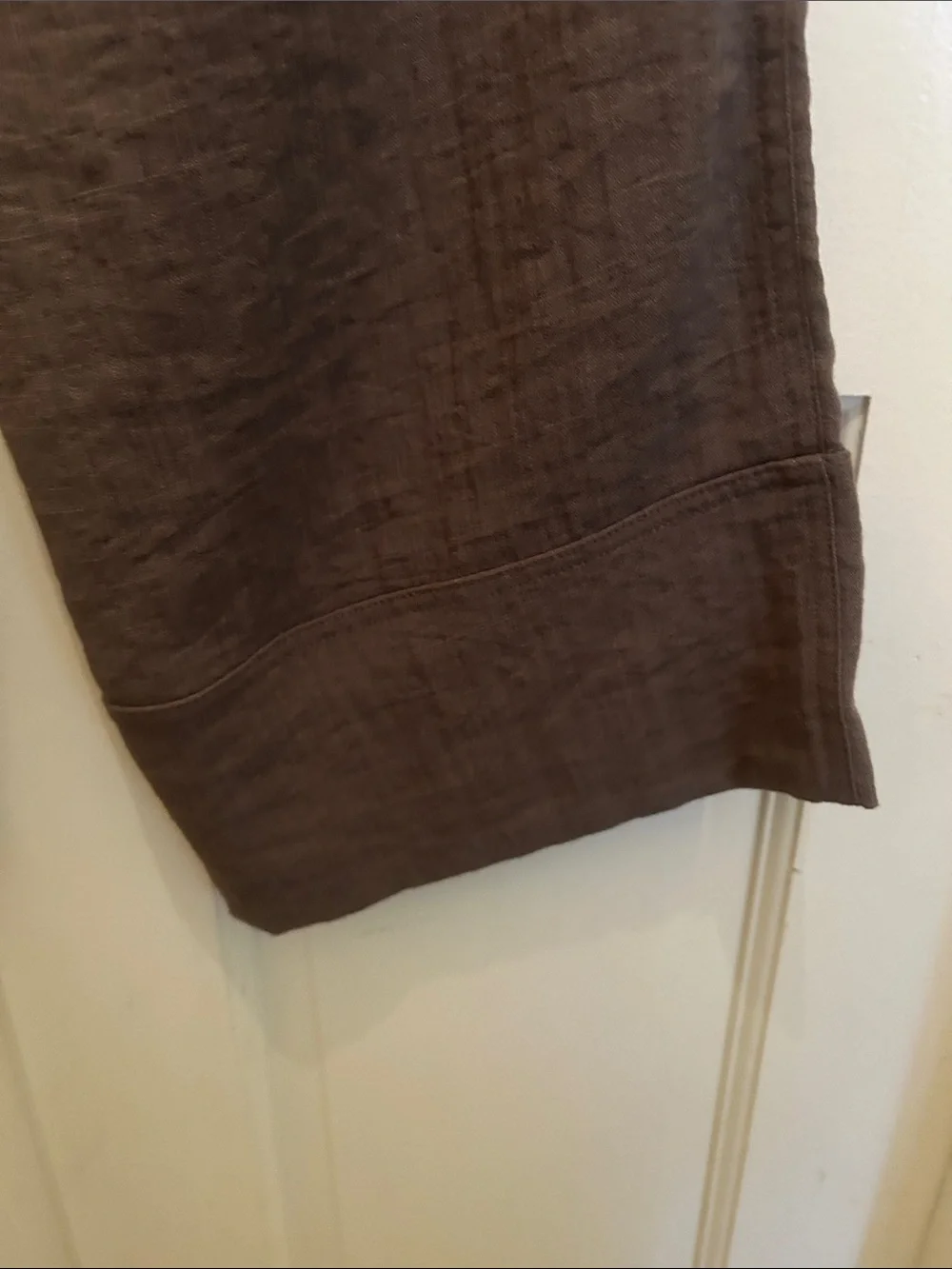 Zara Linen Wide Leg  Elastic Waist Pants in Mauve Brown